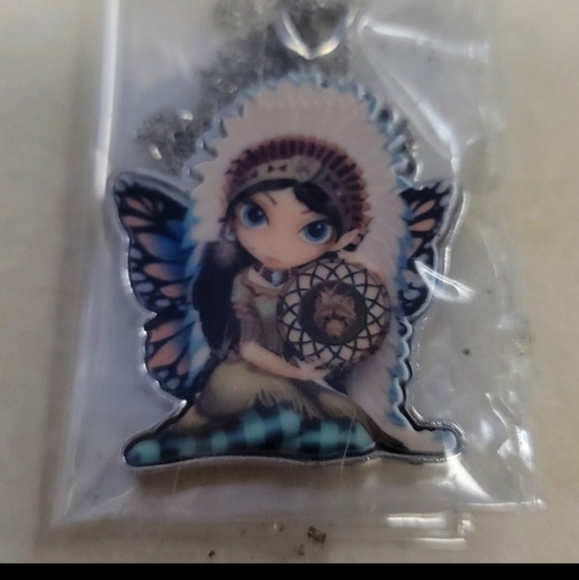 Fairy Indian Necklace with headdress with pendant and chain new gift fairy lover - Picture 2 of 4